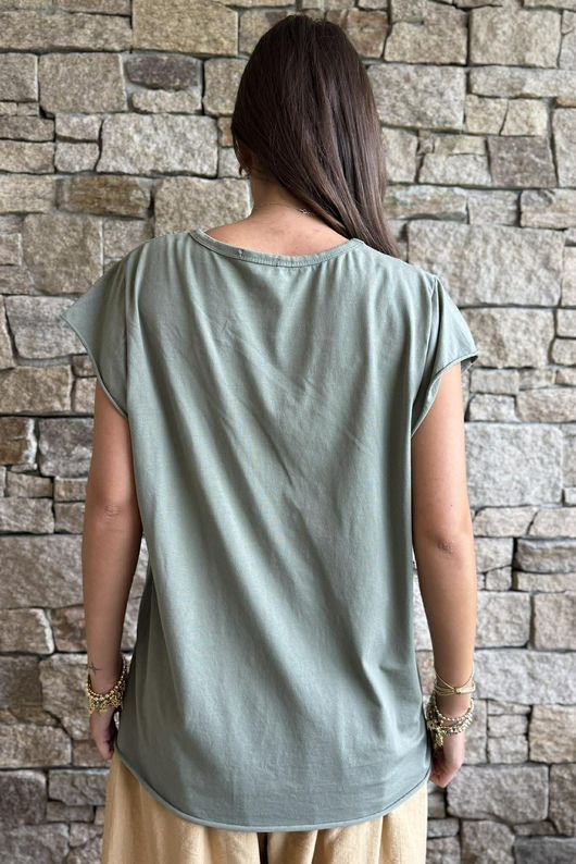  Classic Cotton Cap Sleeve Tee Soft Khaki